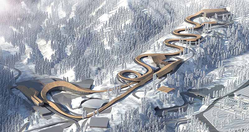 Las autoridades de Beijing publicaron el jueves ilustraciones de las instalaciones planificadas para las Olimpiadas de Invierno 2022, como el Centro Nacional de Deslizamiento de Bobsleigh, Skeleton y Luge, la zona de snowboard y el Centro Nacional de Patinaje de Velocidad de Pista Corta. [Foto proporcionada a China Daily]